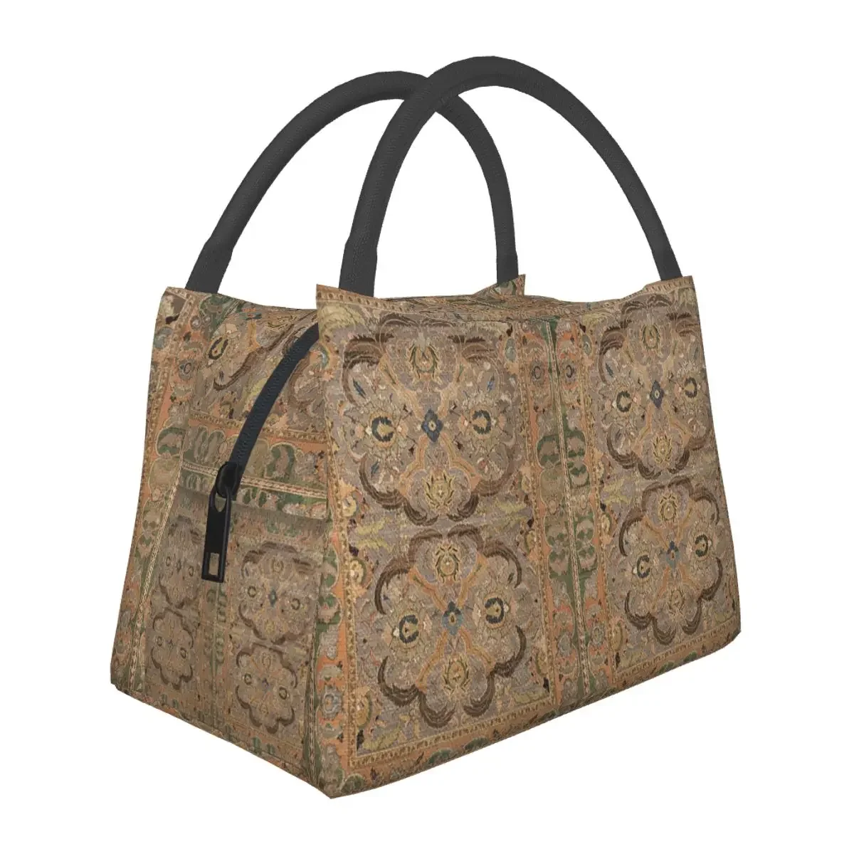 Vintage Oriental Rug Brown Lunch Bags Insulated Bento Box Lunch Tote Picnic Bags Cooler Thermal Bag for Woman Children Work