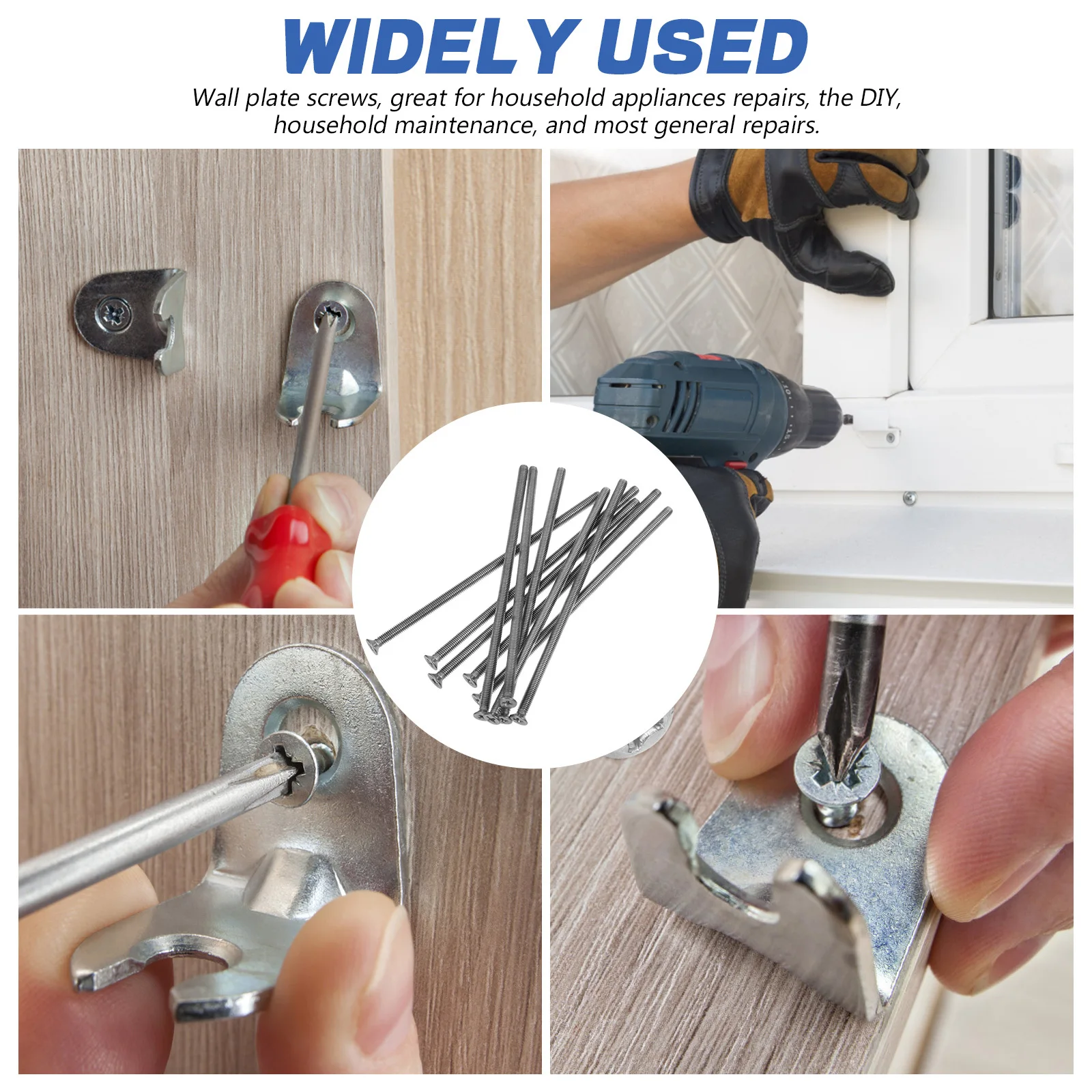 

10Pcs Long Electrical Outlet Screws Stainless Steel Self Tapping Screws for Light Fixture and Panel Mounting Flat Screws,