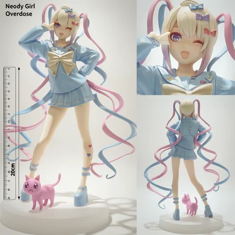 Needy Girl Overdose Anime Figure with cat Action Figures Virtual Uploader PVC Collection Model Ornaments Toys brithday gifts