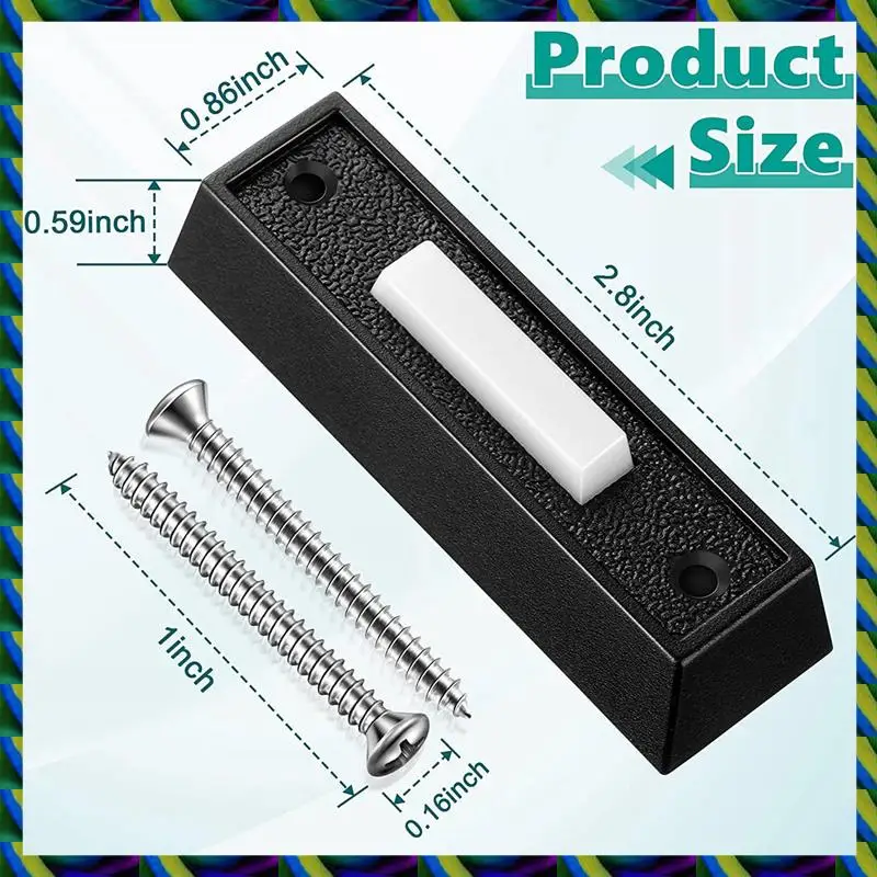 Daily 2PCS Wired Doorbell Button With LED Light, Replacement Of Doorbell Ring Button, Wall Mounted Door Opener Switch