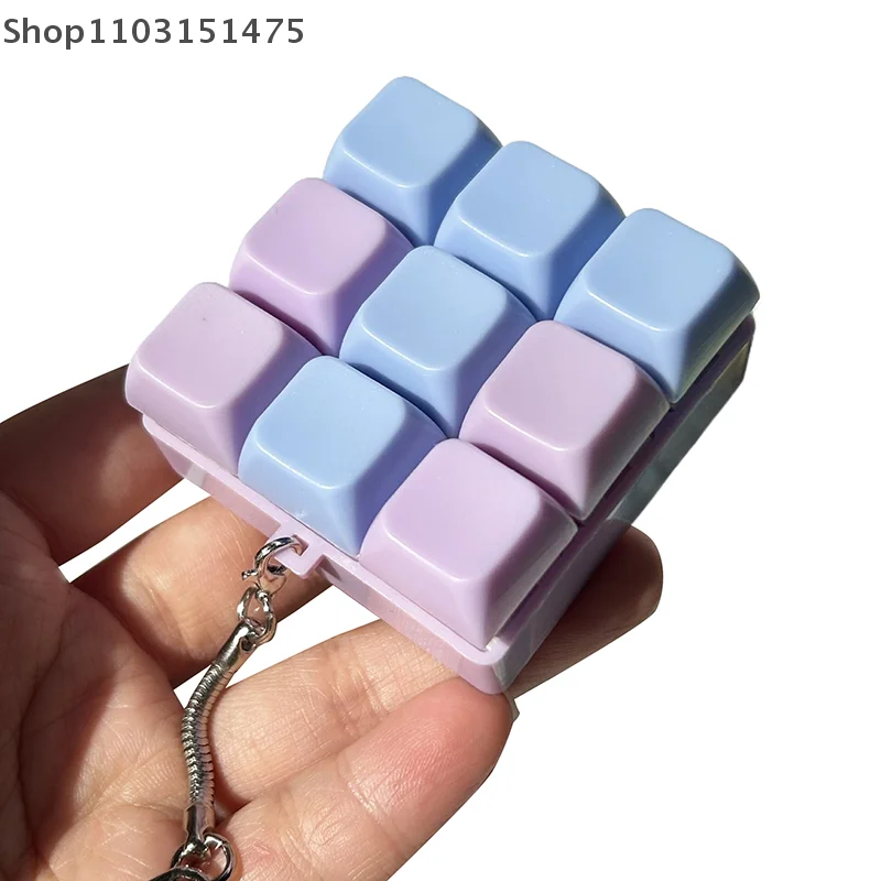9 Keys Mechanical Keyboard Axis Tester DIY Fidget Button Keycap Fidget Keychain Keyboard Keychain Toys Finger Keyboard Caps Toy
