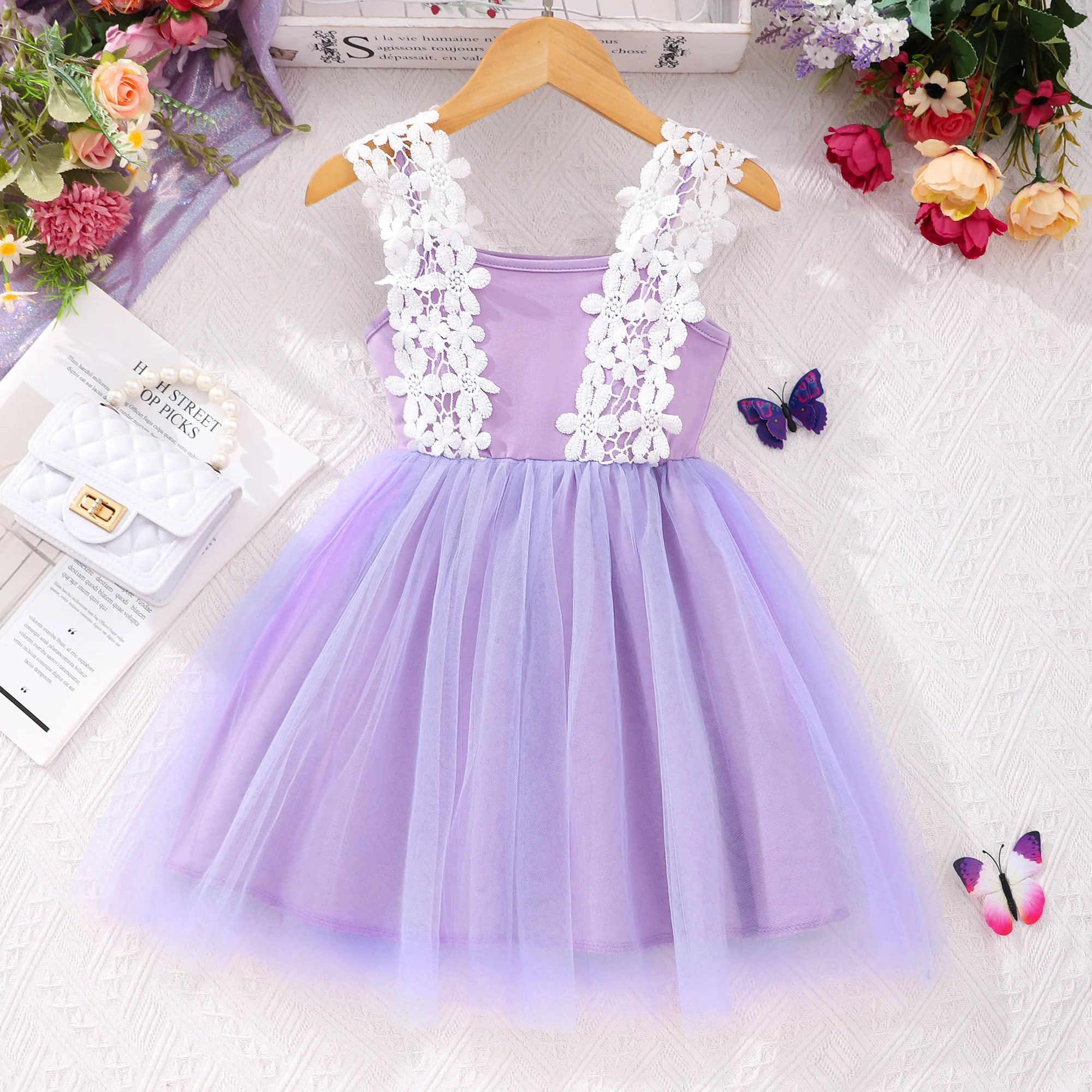 Adorable Lace Suspender Tutu Dress For Girls, Sweet & Fashion Sundress For Summer