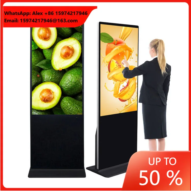 43 55 Inch Touch Screen Totem 1/2/3 Years Warranty Floor Standing LCD Digital Signage Indoor Advertising Display
