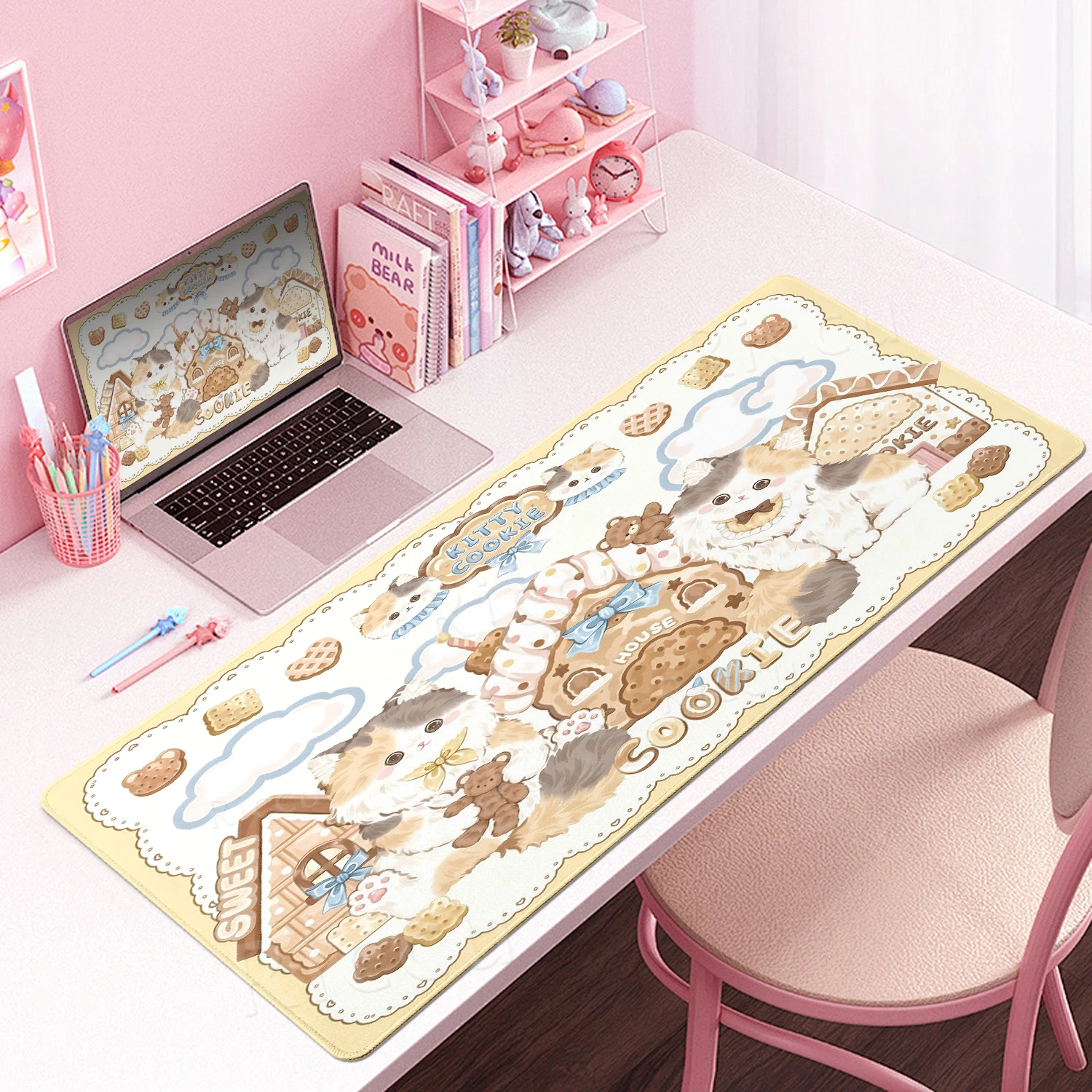 Sweet And Lovely White Kitten Rubber Base Mousepads Office Aesthetics Mouse Pad Computer Speed Type Carpet Locking Edge Playmats