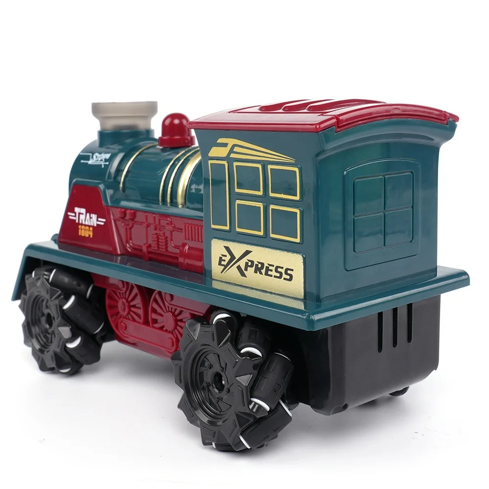 Remote ControlTrain Stunt Car With Sound And Light Spray Stunts Vintage Train Gifts Use For Boys And Girls