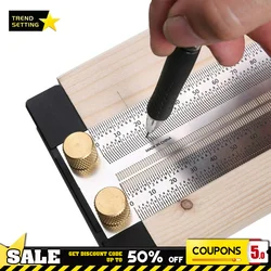 Stainless Steel High-Precision Scale Ruler T-Type Hole Ruler Woodworking Scribing Mark Line Gauge Carpenter Measuring Tool