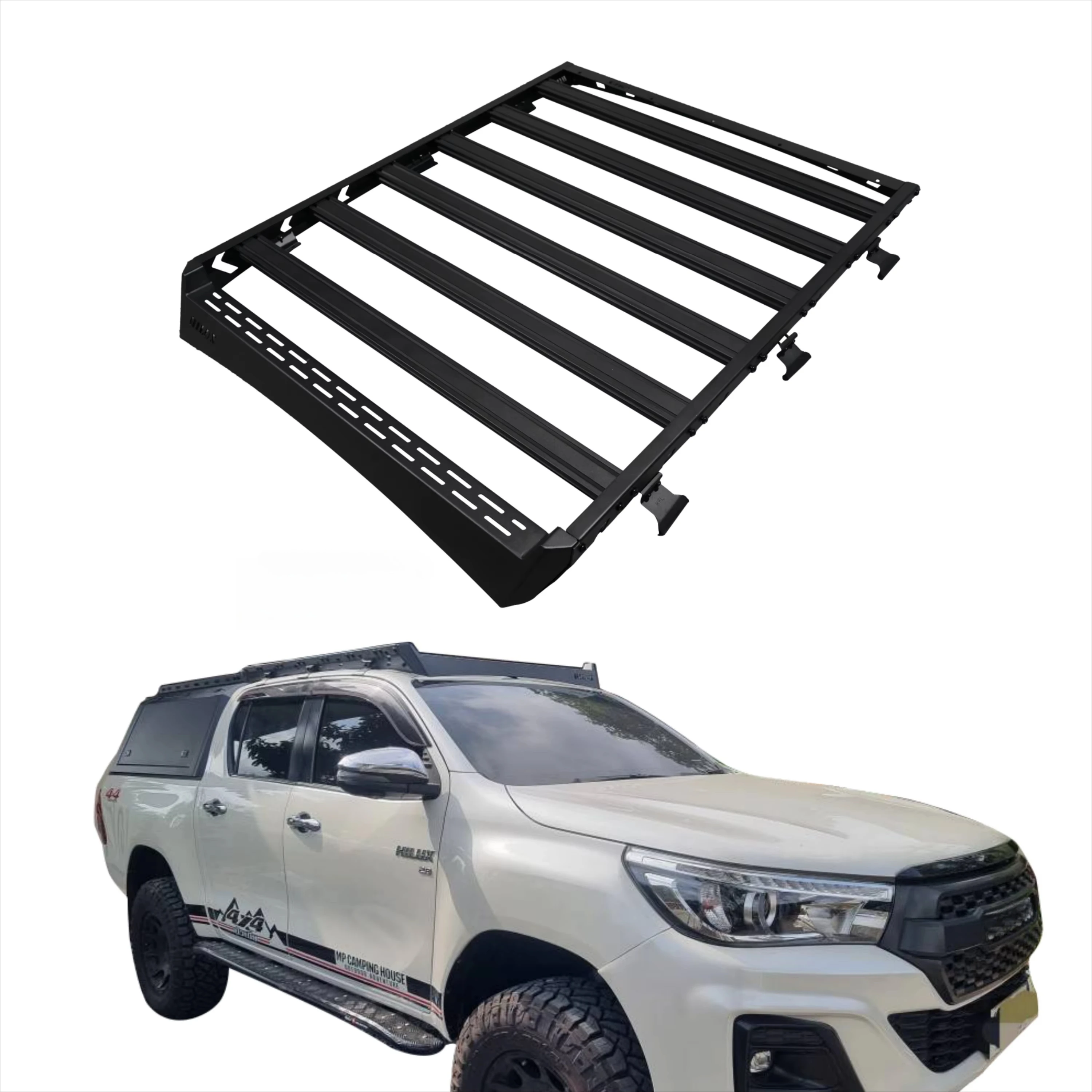 

Roof Rack Roof Platform for Hilux Revo 2015-2025 Aluminum Roof Basket Cargo Carrier Luggage Rack