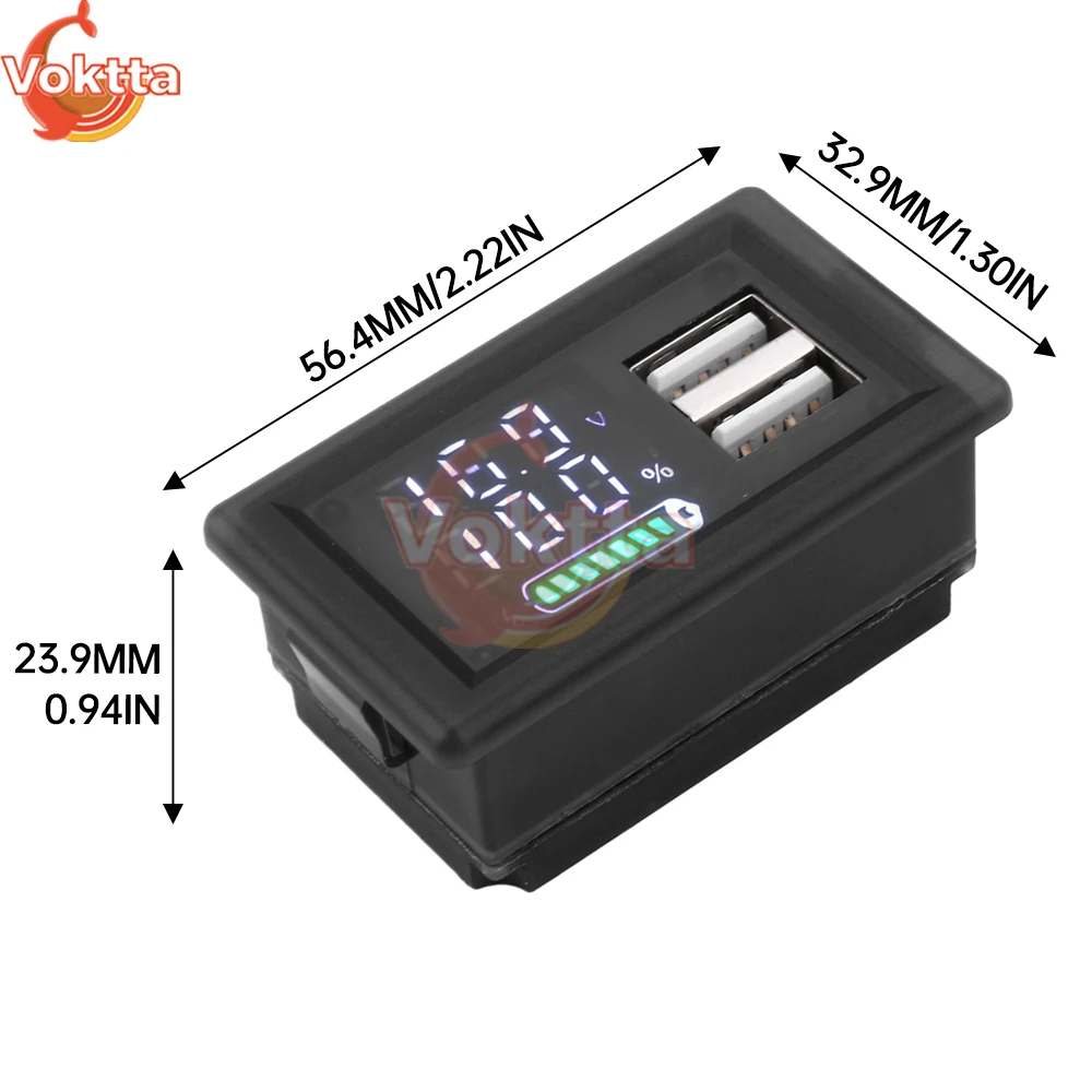 DC 9-24V Battery Capacity Indicator LED Digital Display Power Indicator USB Type-C Dual Interface Voltmeter Voltage Tester Tools