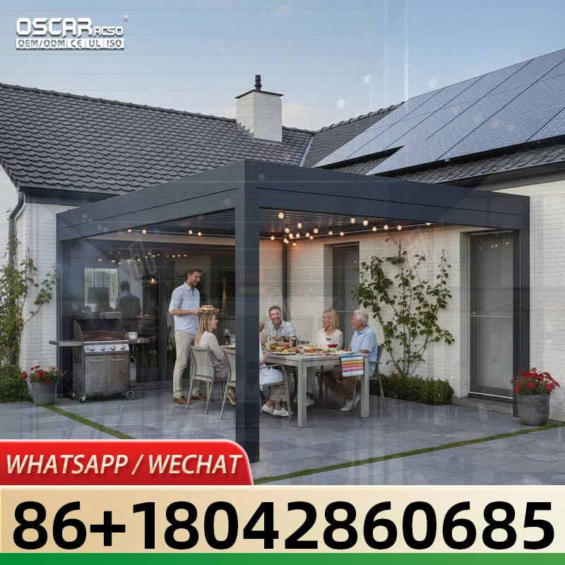 12' * 12' Delivery Price Patio Balcony Modern Pergola Kits with Screens Outdoor Garden Courtyard Usage pergola