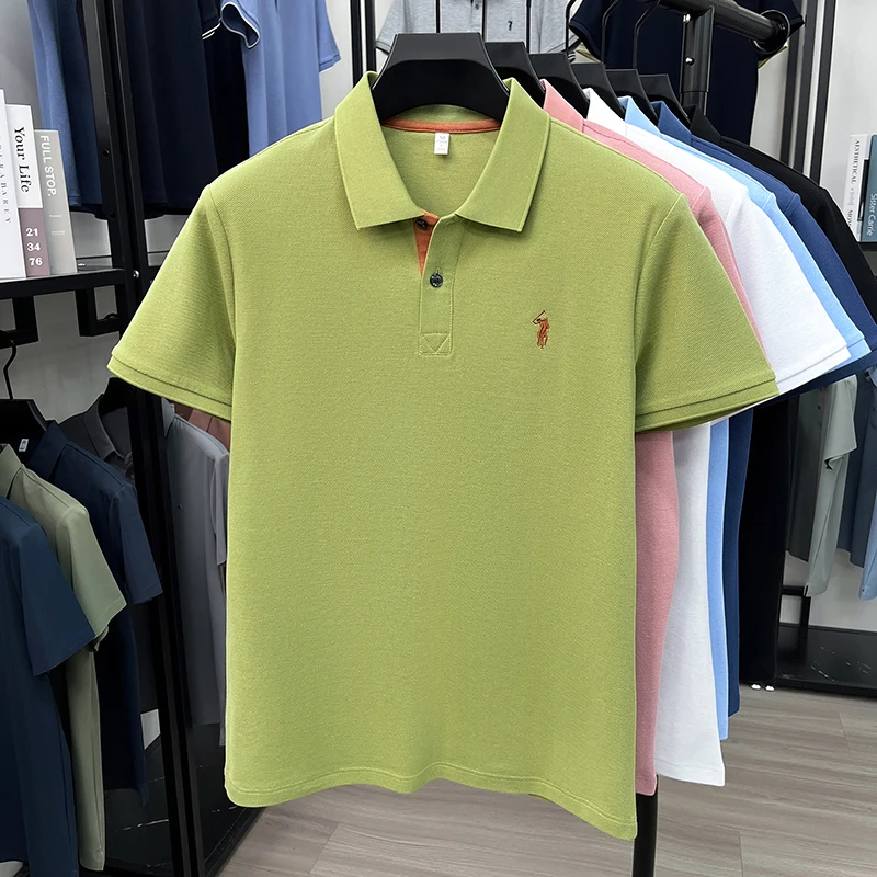 100% pure cotton short sleeve polo shirt summer breathable m