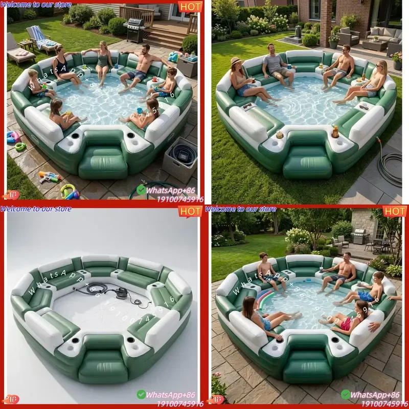 2026 2026 Hot-selling New Customizable Inflatable Swimming Pool Sofa, Commercial-grade PVC Outdoor Inflatable Seat with Cup