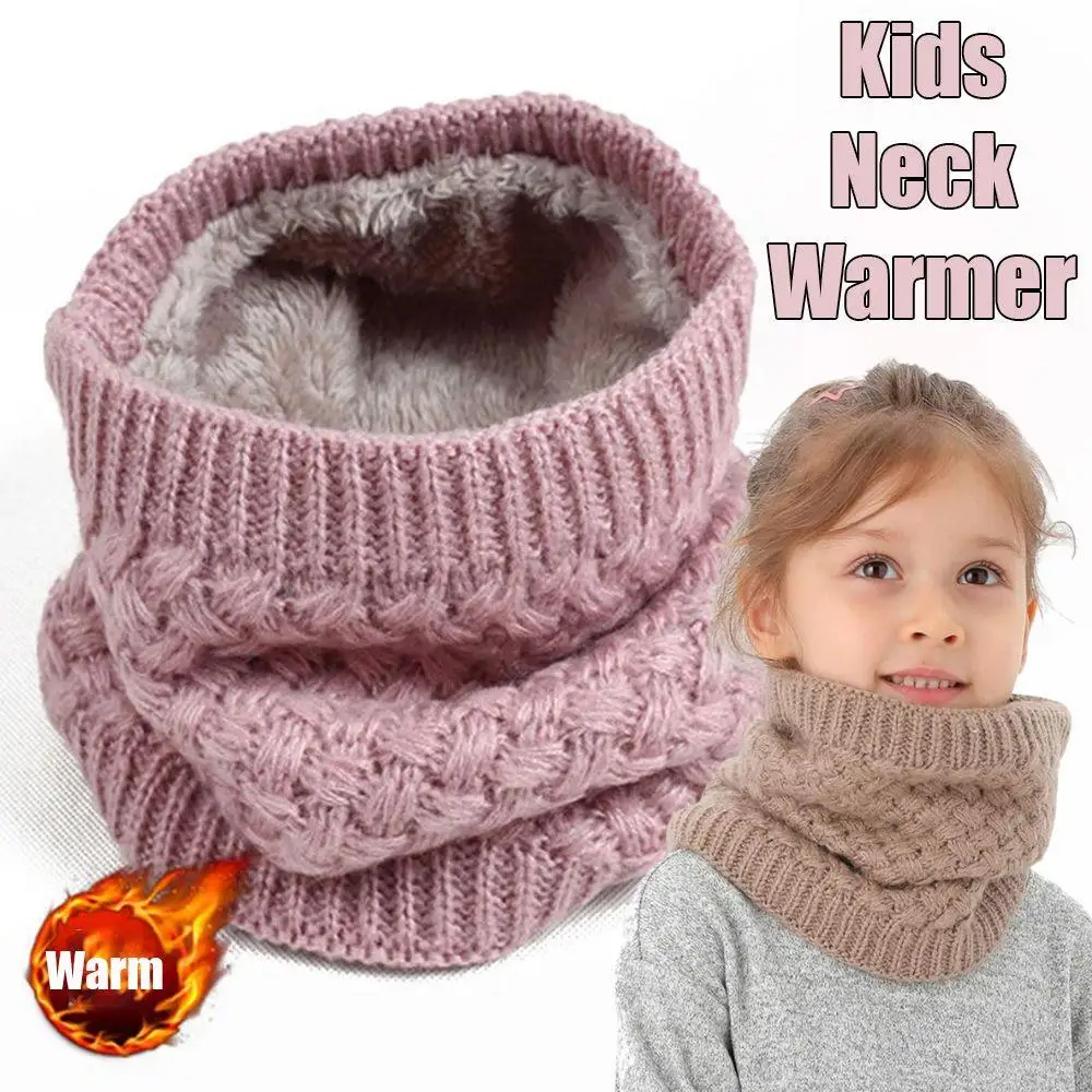 Children‘s Scarf Winter Korean Warm Knitting Plush Neck Warmer Boys And Girls Fleece Lined Collar Kids Scarves Gifts Wholesale