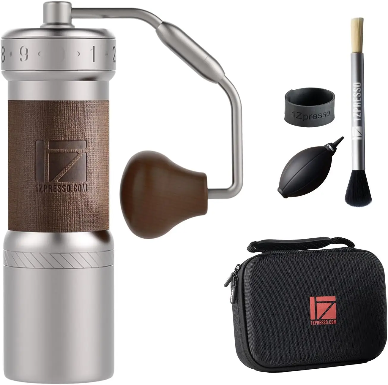 K-Ultra Manual Coffee Grinder Silver with Carrying Case, Assembly Consistency Grind Stainless Steel Conical Burr, Foldable