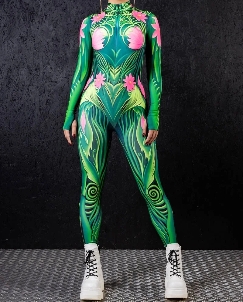 Erwachsenen-Druckkostüm für Halloween-Cosplay, 3D-Digital-Bedruckter Jumpsuit, Catsuit, Aerial-Yoga-Performance-Bühnenkostüm – Detail 5