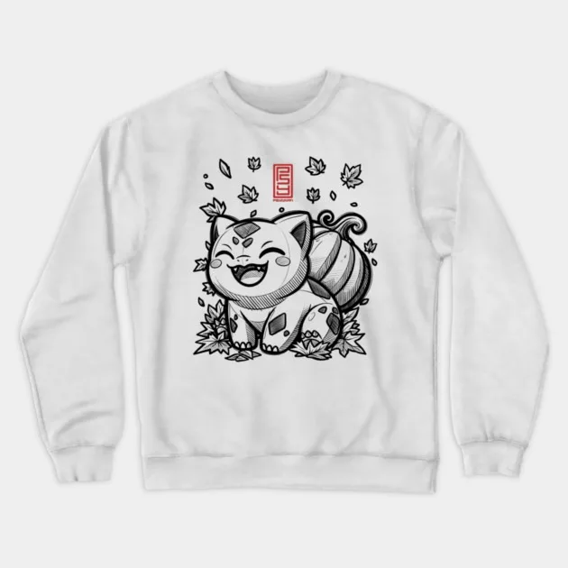 

Осенне-зимний стиль Lucky Maneki Neko с хлопковой толстовкой с круглым вырезом с принтом падающих листьев