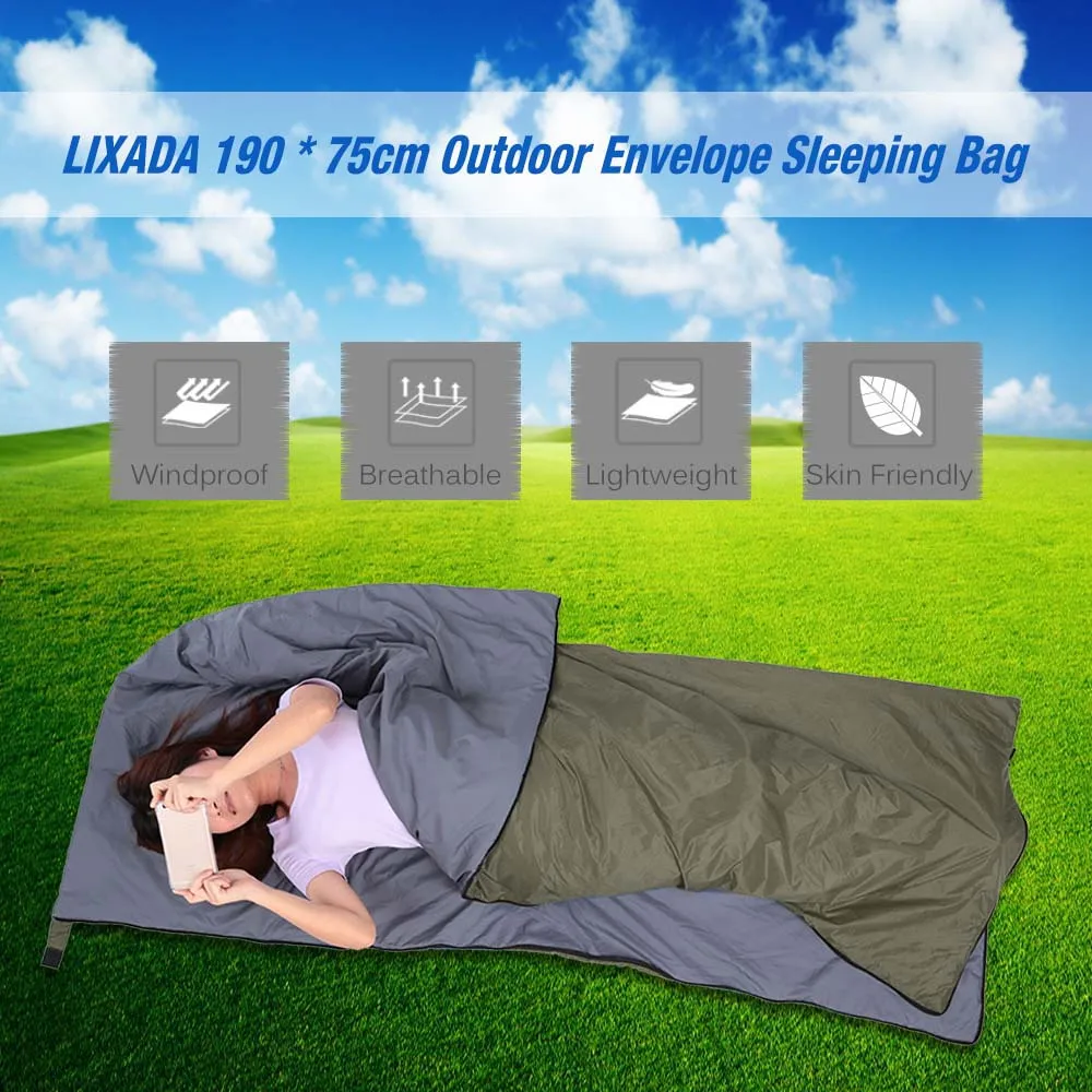 Lixada Multifunction Square Sleeping Bags Adults 190 * 75cm Outdoor Envelope Sleeping Bag Ultra-light Camping Travel Hiking