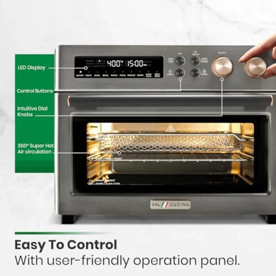 مقلاة هوائية للتدفئة بالأشعة تحت الحمراء فرن محمصة كبيرة جدًا على سطح الطاولة فرن حراري 10in1 كومبو للمنزل والخبز وتحميص الخبز