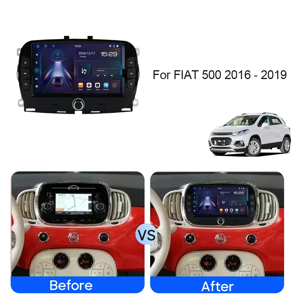 7 "وحدة رئيس ستيريو لشركة فيات 500 2016 2017 - 2019 اللاسلكية CarPlay أندرويد السيارات راديو السيارة 4G واي فاي الوسائط المتعددة لتحديد المواقع والملاحة 2din