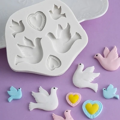 

Clay Mold Silicone Sugarcraft Fondant Mould Cake Decorating Tools PRZY Love Dove Of Peace Chocolate Resin Cartoon Pigeon Moulds