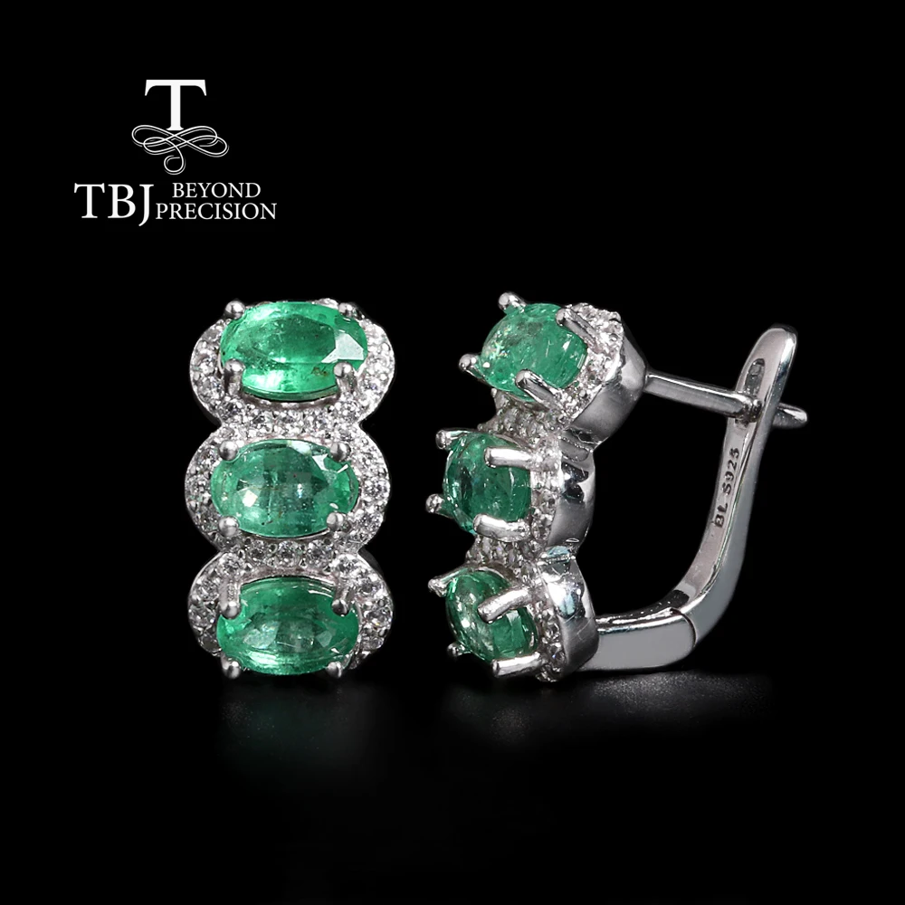 

Light Luxury and Elegant 925 sterling silver earrings Natural 3.6ct emerald fine jewelry for women Anniversary and birthday gift