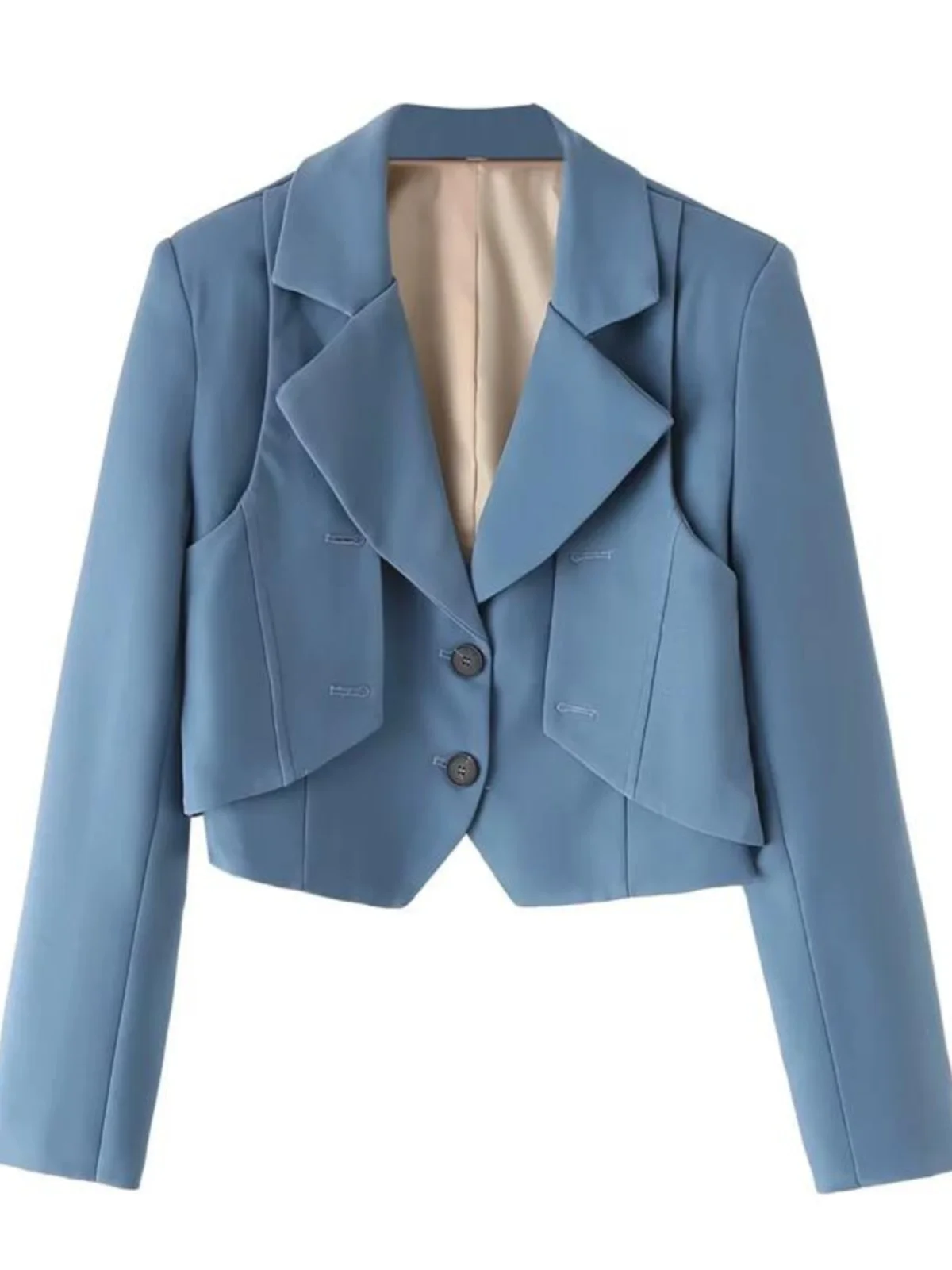 Americano retrò blu ort vestito Jaet donna allentato a vita alta Top autunno New Sle Street Sle colore puro lungo cappotto Sve