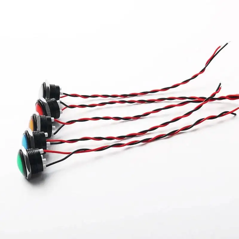 5 قطعة 16 مللي متر مؤشر معدني ضوء أكسيد الألومنيوم أسود كروية قطاع خط LED مصدر إشارة مصباح 3 فولت 12 فولت الأزرق