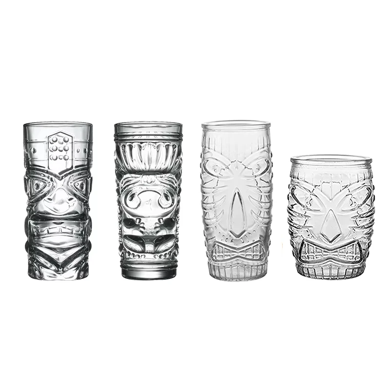 Bar Tiki Glasses Tiki Mug- Hawaiian Style Glass Clear Tumblers