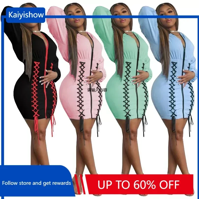 

Spring New Arrival 2024 Sexy African Long Sleeve High Waist Hooded Mini Bodycon Dress African Dresses for Women Africa Clothing