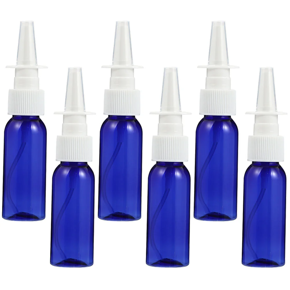 

6 Pcs Dark Spray Bottle Round Shoulder with Nasal Small Plastic Direct Injection Mist Sprayer Blue Bottles Travel