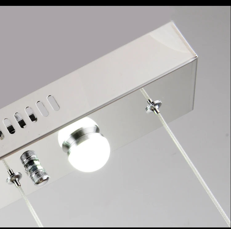 Modern Stainless Steel Beam / Round Chrome Panel WitLED Clear K9 Diamond Ging Crystal Pendant Lights For Home Dining Room image 4