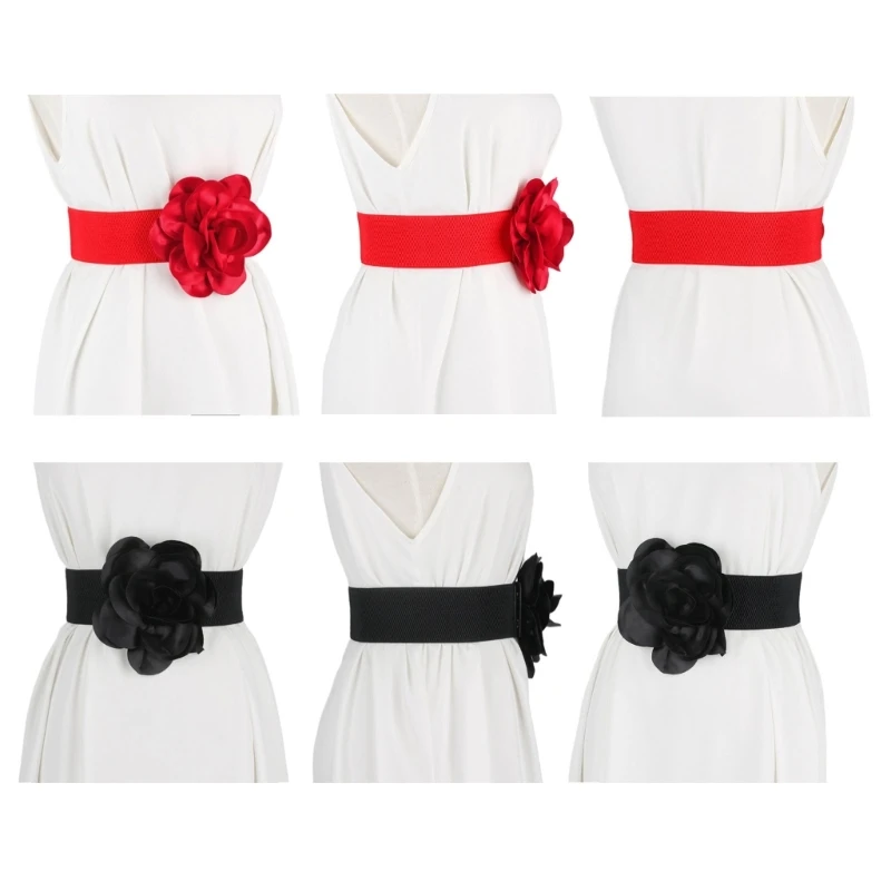 Flower Waist Belt Dress Waistband Flower Elastic Belt Flower Decorative Belt