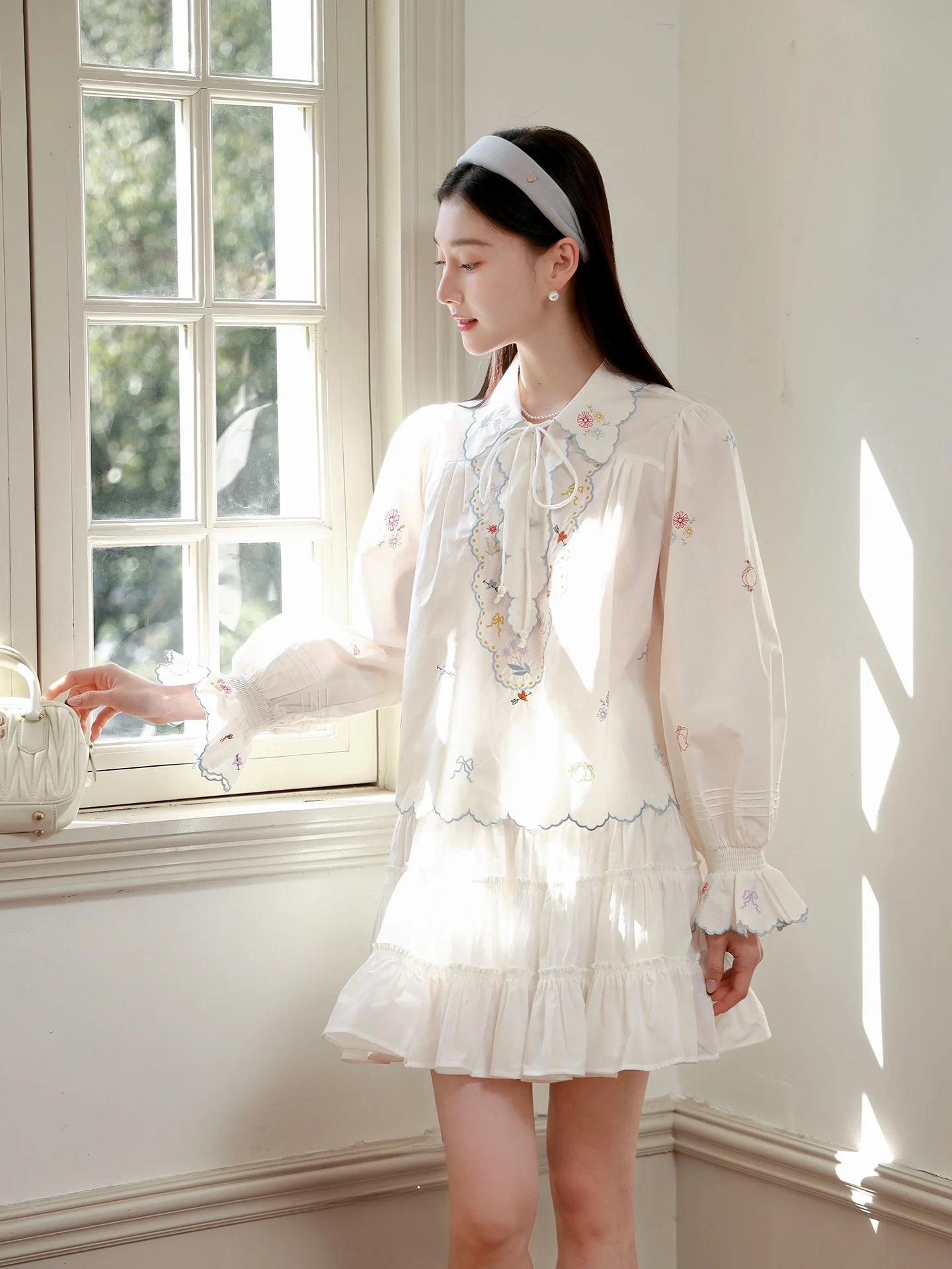 

Женская блузка Roro eep из чистого хлопка с вышивкой, нежная, с кружевной отделкой, для повседневной носки, свободного кроя, с длинными рукавами