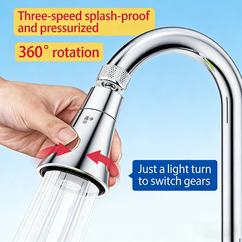 

Удлинитель для смесителя из металлического сплава с тремя режимами, экономитель воды, удлиненный распылитель для душа, фильтр для смесителя, удлинитель для кухонного крана