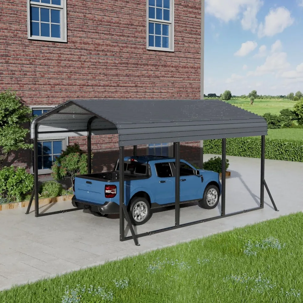 

Heavy Duty Carport with Galvanized Steel Roof and Enhanced Base, Upgraded Large Outdoor Canopy, Metal Gar