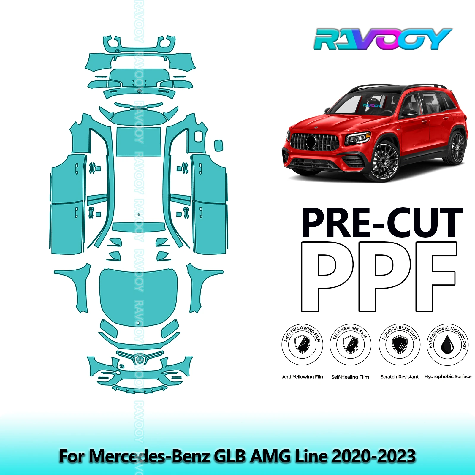 

Full Vehicle Clear Bra Precut PPF Paint Protection Film For Mercedes-Benz GLB AMG Line 2020-2023