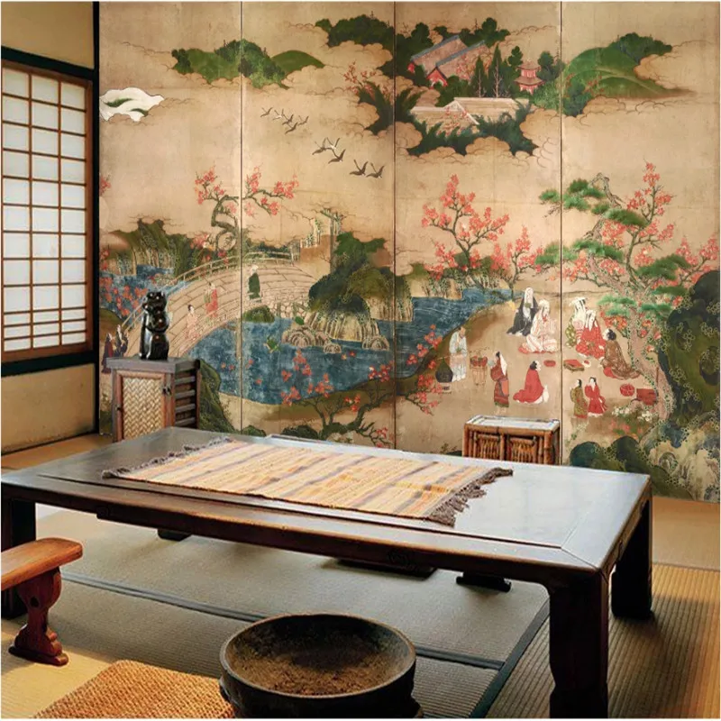 Japanese Ukiyo-e Hot Pot Store Sushi Restaurant Background Wall Paper Retro Cuisine Shop Industrial Decor Mural Wallpaper 3D