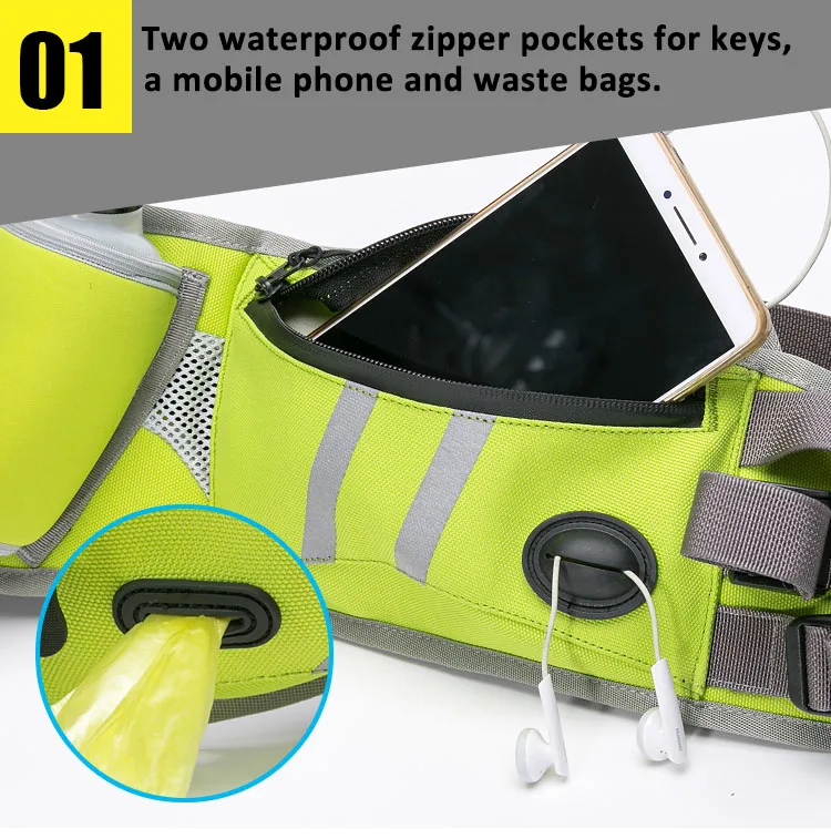 Truelove Top Deals RTS Neoprene Waterproof Fashion Sports Belt Hiking Running Walking Waist Bag with Dog Pet Leashes TLB2151