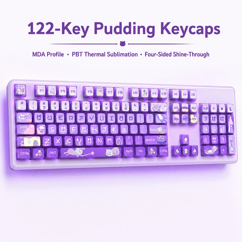 121key/set PBT Castle keycap MDA height pudding four sided transparent thermal sublimation mechanical keyboard keycap