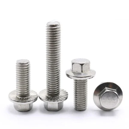 5pcs M8 hexagon flange face screws outer hex embossing screw mechanical bolts stainless steel bolt GB5787 16mm-50mm length