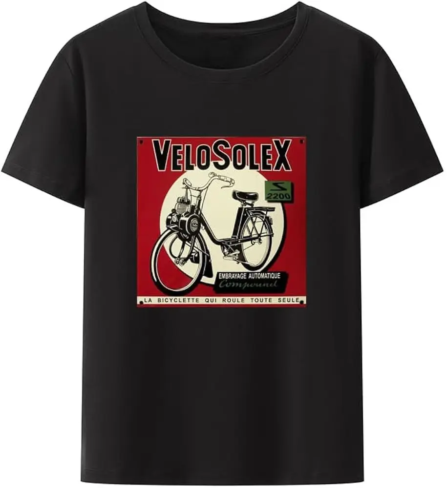 Printed Men Tshirts O-Neck Short-Sleeve Velo Solex Nostalgic Ancient Bike Casual Creative Comfortable Camiseta Hombre Camisa