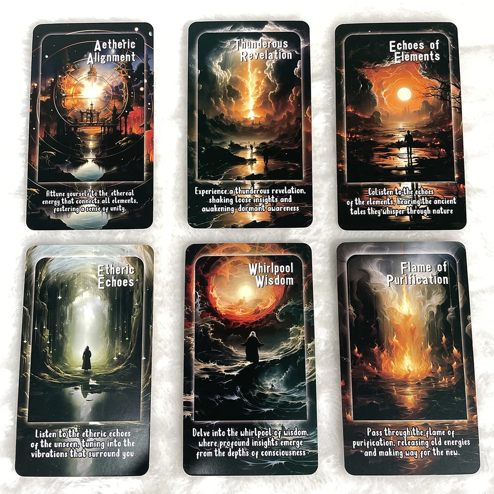 Karty tarota, talia wyroczni Elemental Energies, ze znaczeniem na kartach, karty klarowności, proroctwo Taro