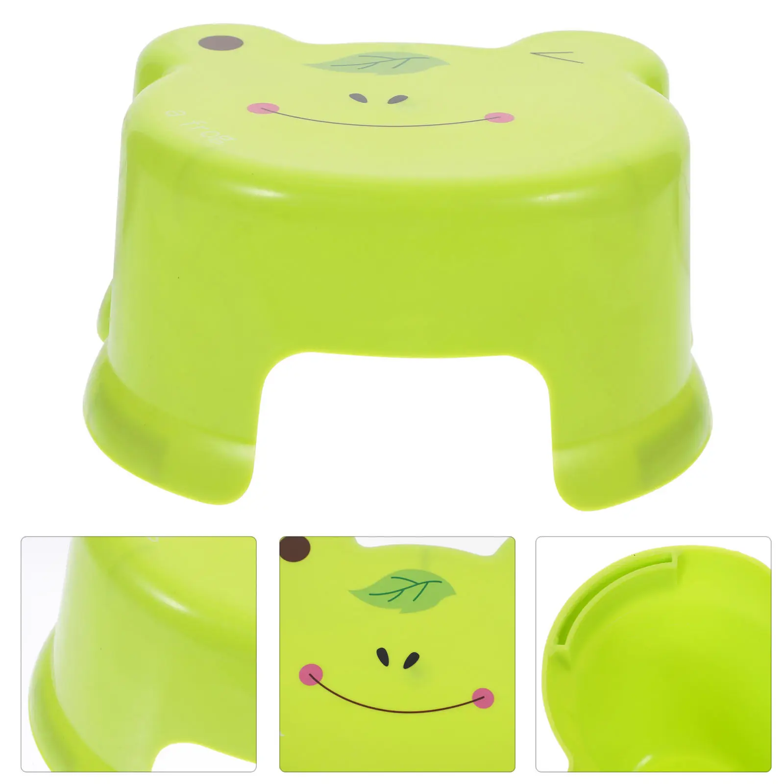 Plastic Step Stool Anti Slip Footstool Cute Green Footrest Small Size Lightweight Portable Bathroom Bedroom Use