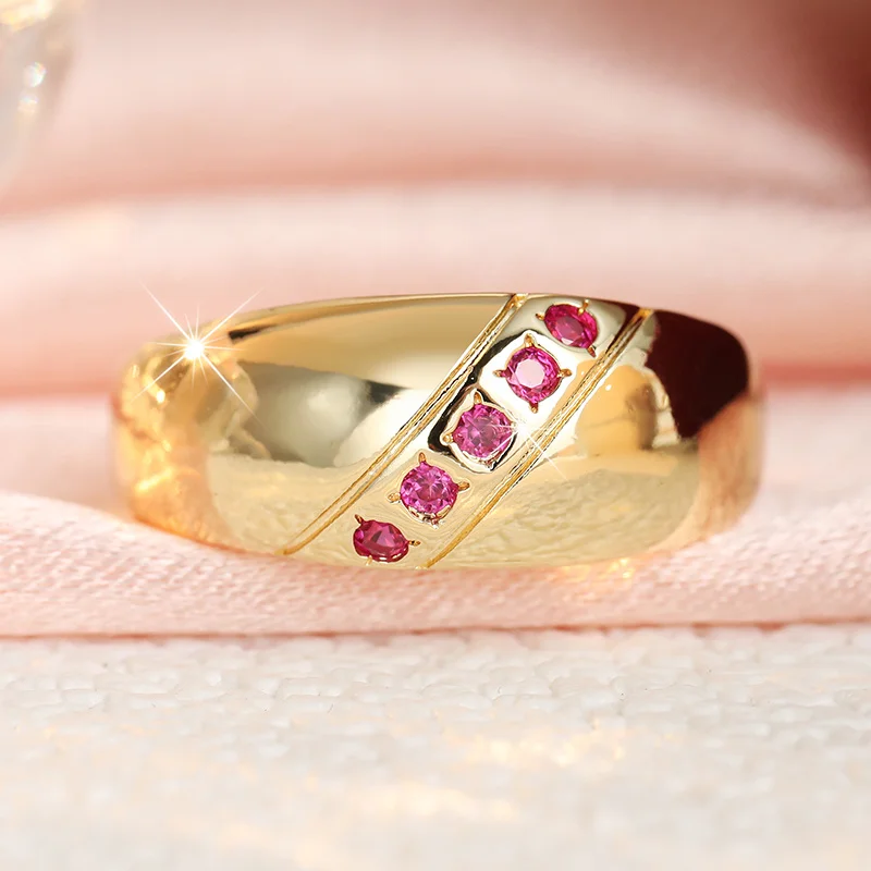 Vintage Elegant Style Inlay Red Synthetic Zircon Ring Women's Date Banquet Dinner Ring Accessory Fashion Jewelry