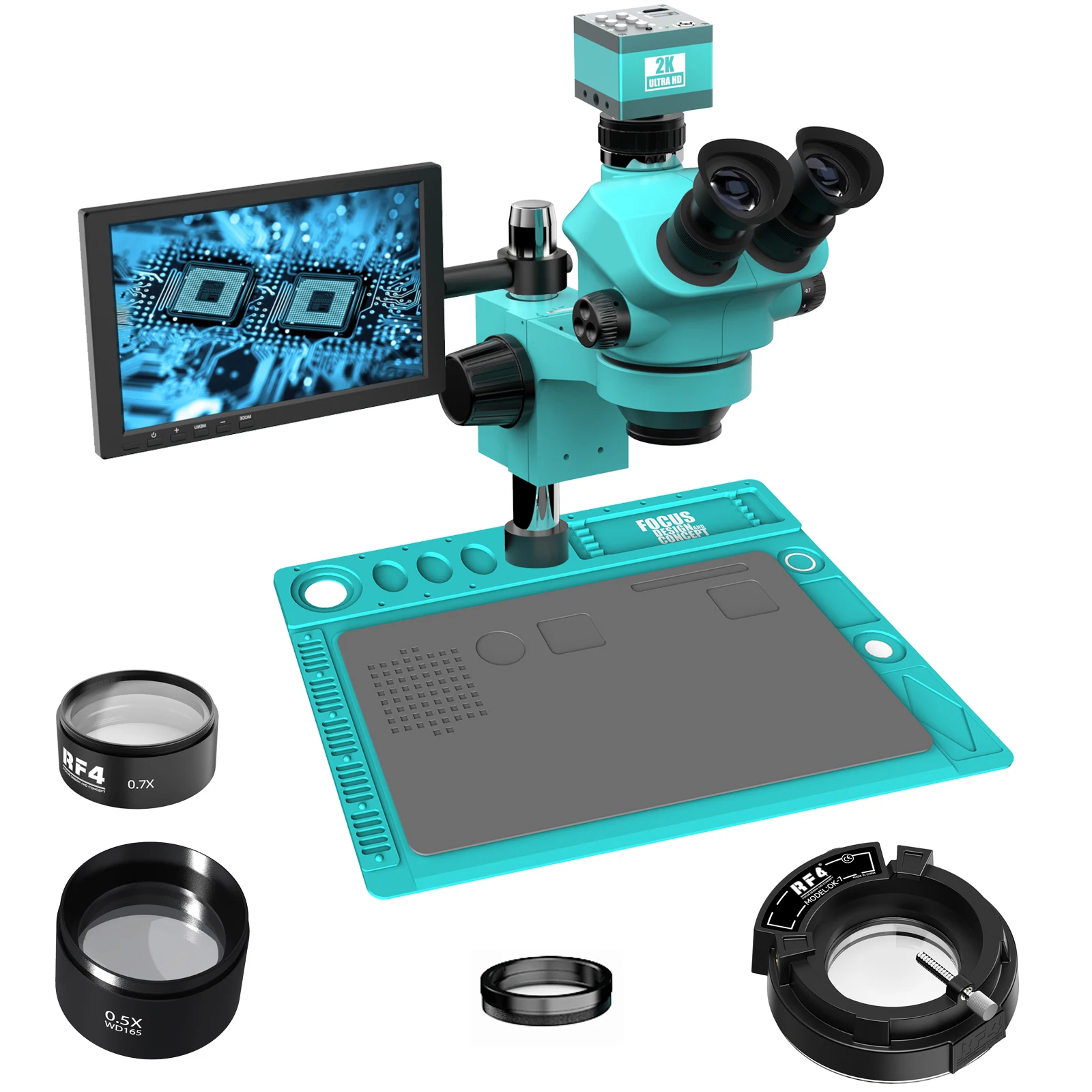 RF4-7050TVD2-2KC2-S010 1080P 2K Camera With 10-Inch HD Monitor Optical Trinocular Stereo Microscope Synchronization Zoom