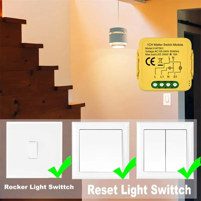 1/2 Gang Matter WiFi Smart Switch Module Smart Home Automation Relay Breaker funziona con Homekit Smartthings Alexa Google Home