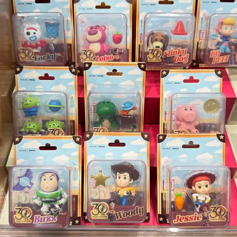

Miniso Disney Pixar Toy Story Play Heart Blind Box Toy with Buzz Lightyear Fridge Sticker Collectible Unlimited Hanging Card