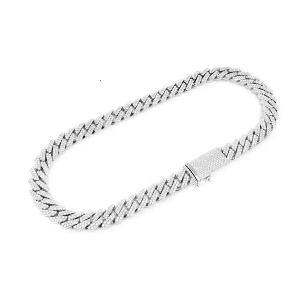 Luxury Antique Cuban Chain Necklace Round Cut Moissanite Necklace 33ctw Mens Diamond Necklace Anniversary Gift Fashion Jewelry.