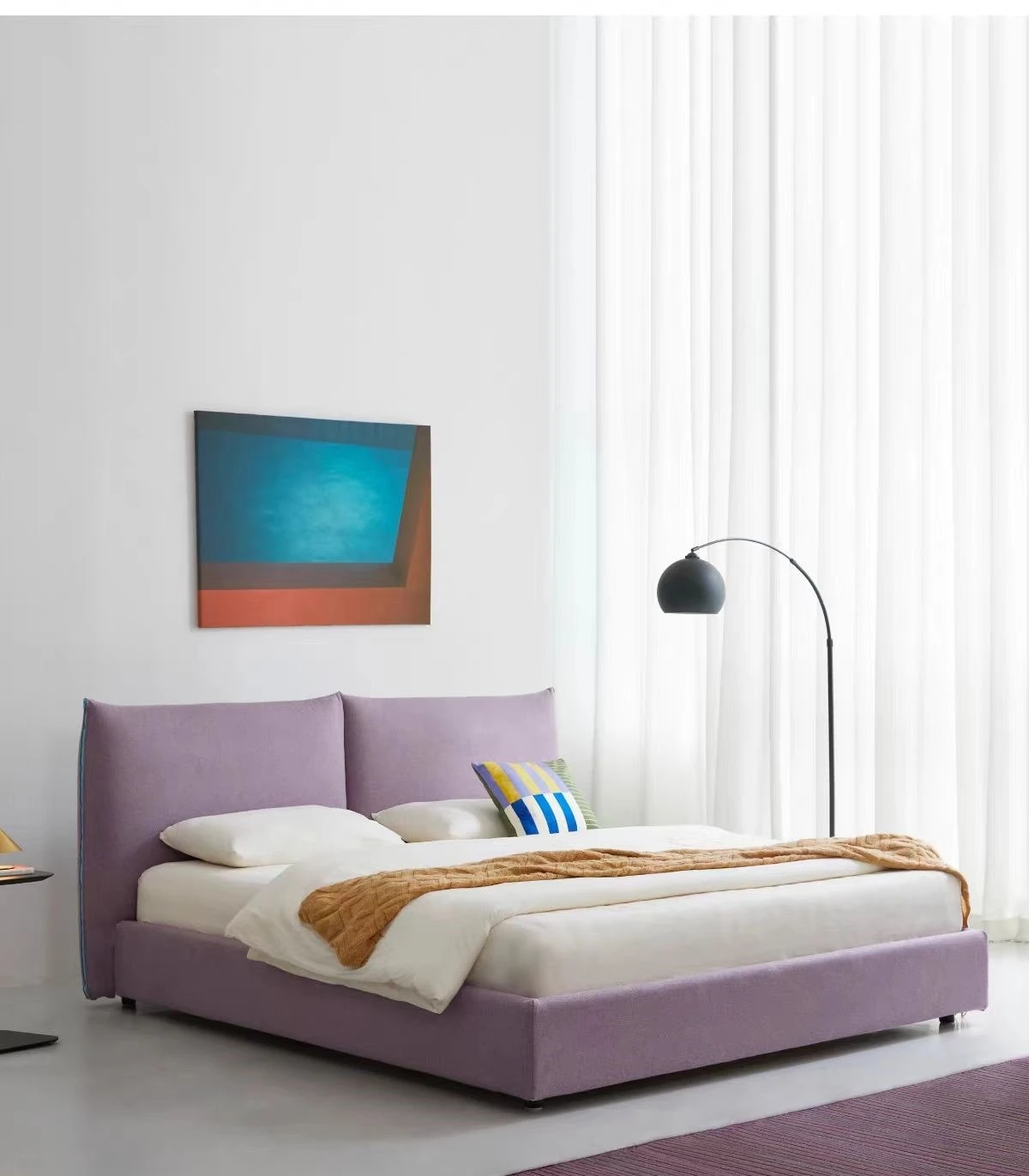 

Dopamine light blue Lal bed small apartment master bedroom 1.8 meters soft bag double bed