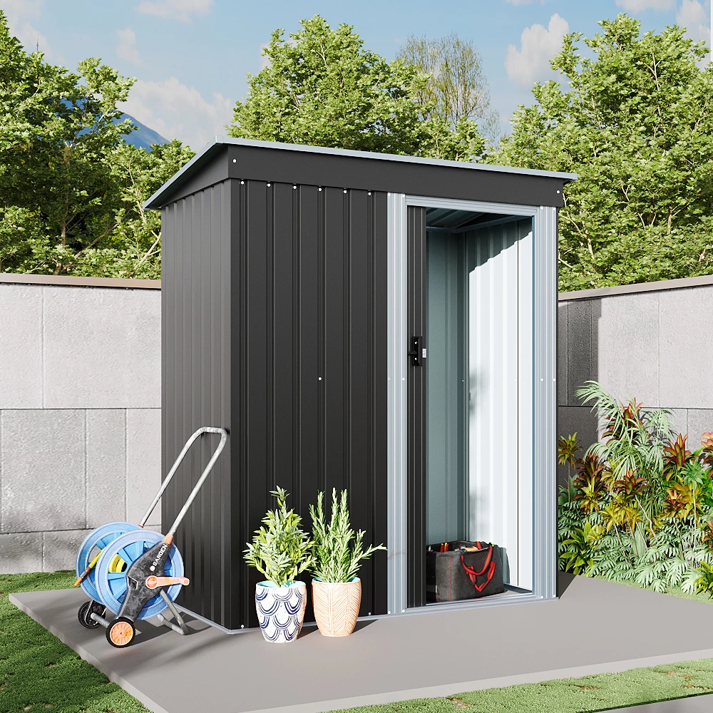 Livingandhome 5 x 3 FT Outdoor Metal Storage Shed with Lockable Door for Garden