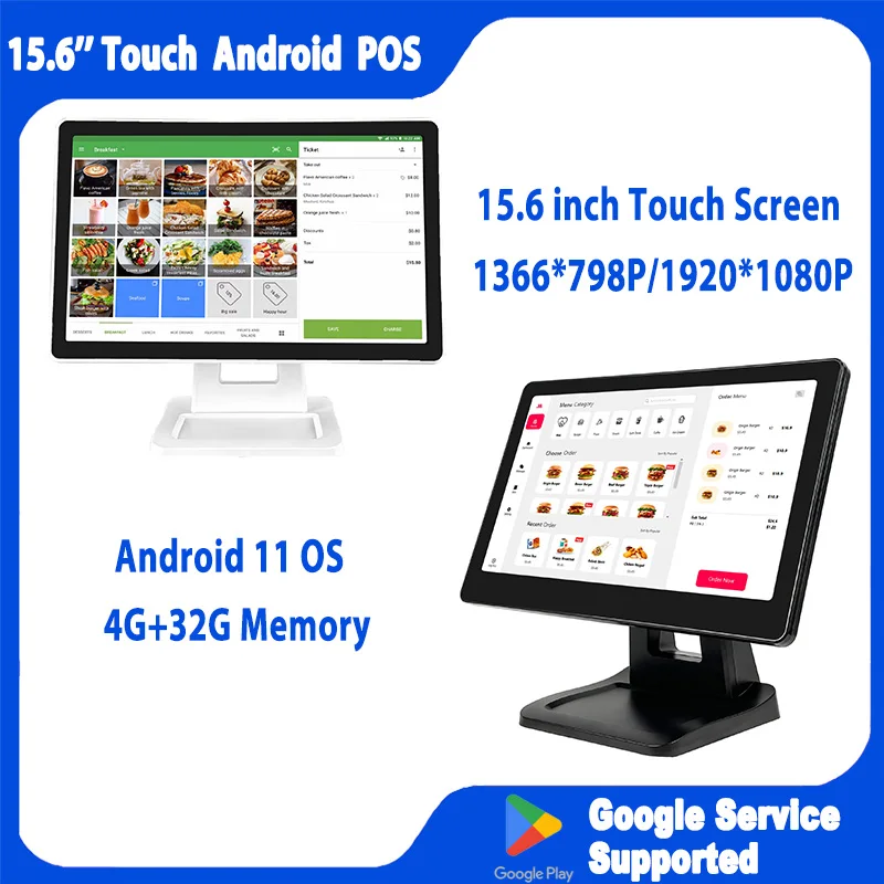 

4G+32G Android 11 Cash Register 15.6 Inch Touch Screen POS Terminal Desktop Cashier Machine With RJ45, WIFI, BT Loyverse Kahero
